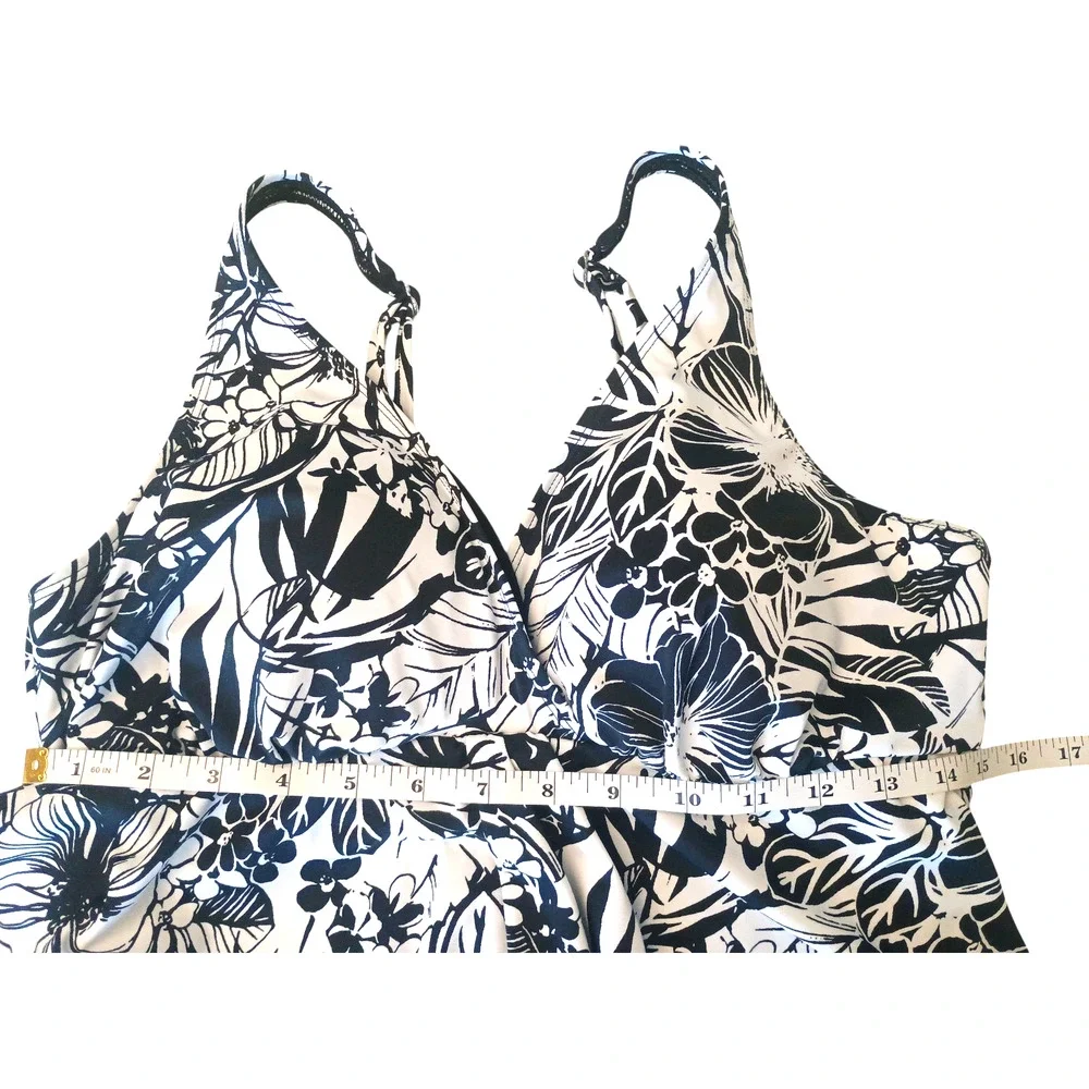 Swim Solutions Floral Print Flyaway Swim Dress size 18 Black/White NWT - Picture 6 of 12